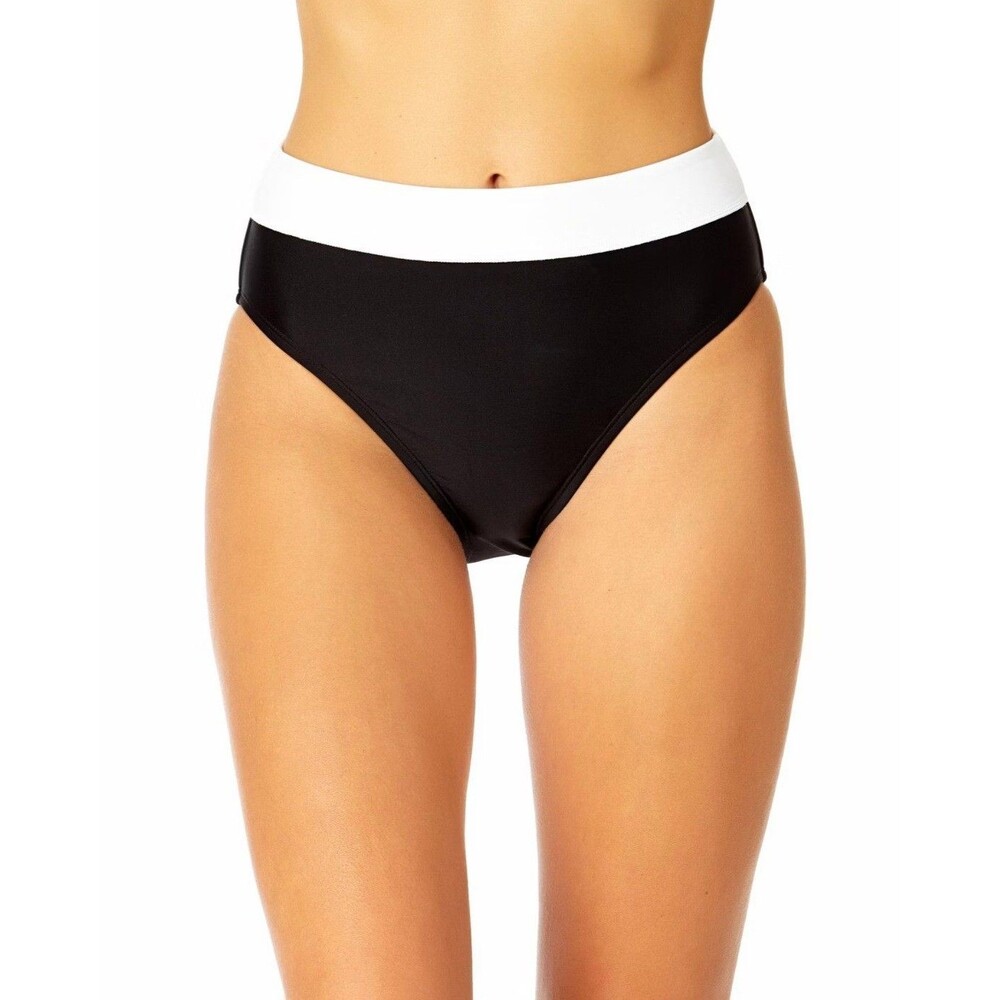 Coppersuit Womens Colorblock High Waist Bikini Swim Bottom Black/White Size M